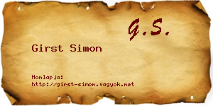Girst Simon névjegykártya